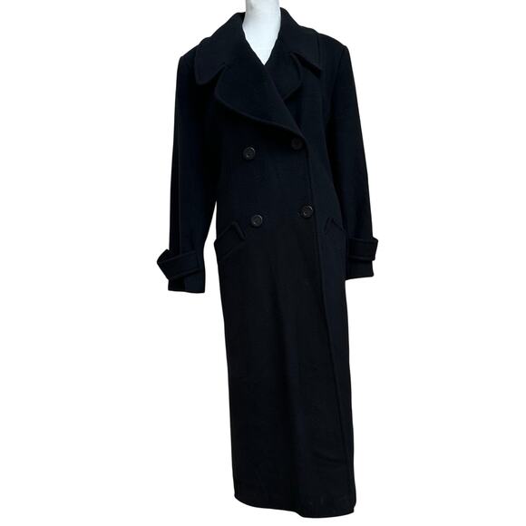 Vintage Jonathan Michael Petites Black Long Wool Cashmere Coat Size 10P Made USA - Picture 1 of 7